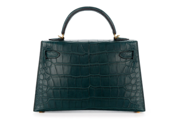 Hermès Mini Kelly Vert Cypres Matte Alligator Gold Hardware - Image 3
